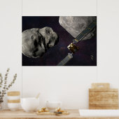 Dart Spacecraft und Liciacube vor der Einwirkung Poster (Küche)