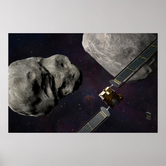 Dart Spacecraft und Liciacube vor der Einwirkung Poster (Vorne)