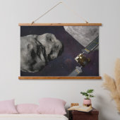 Dart Spacecraft und Liciacube vor der Einwirkung Wandteppich Mit Holzrahmen (Schlafzimmer)