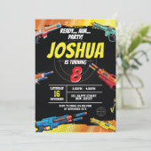 Dart War Game Birthday Invasion. Schussspiel einla Einladung (Stehend Vorderseite)