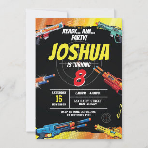 Dart War Game Birthday Invasion. Schussspiel einla Einladung