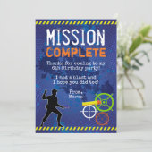 Dart Wars Geburtstagsparty Danke Karte (Stehend Vorderseite)