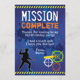 Dart Wars Geburtstagsparty Danke Karte