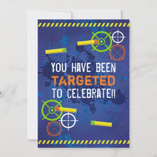 Dart Wars Party Blaster Gun Birthday Einladung (Rückseite)