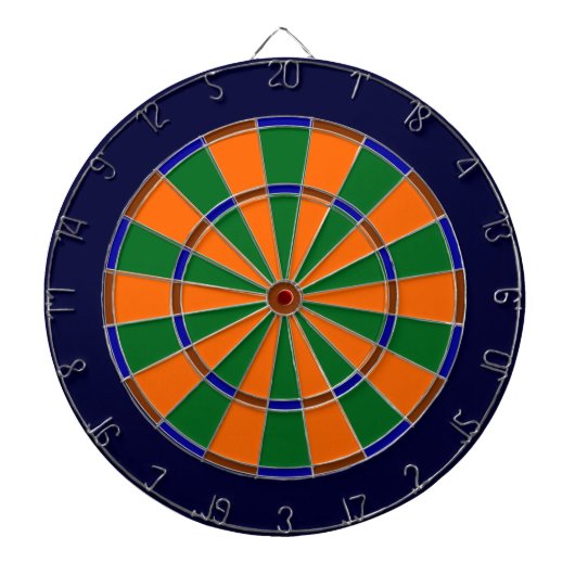 Dartboard aus blauem, grünem, braunem und orangefa dartscheibe (vorne)