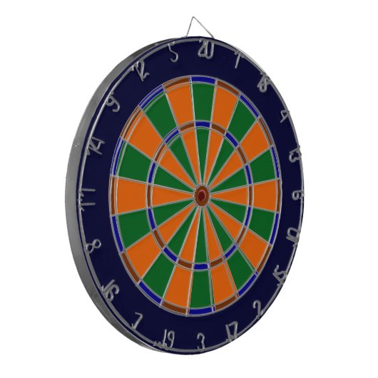 Dartboard aus blauem, grünem, braunem und orangefa dartscheibe (Vorderseite Links)