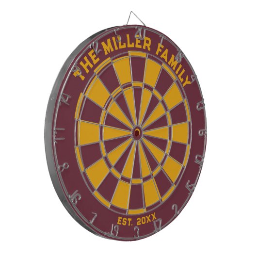 Dartboard aus Burgund und Gelb Dartscheibe (Vorderseite Links)