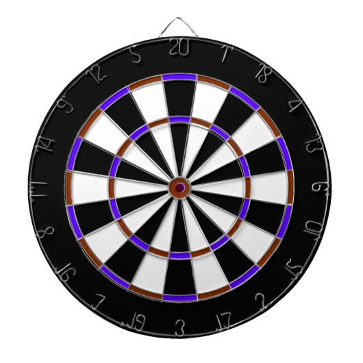 Dartboard aus weißem, schwarzem, braunem und blaue dartscheibe (vorne)