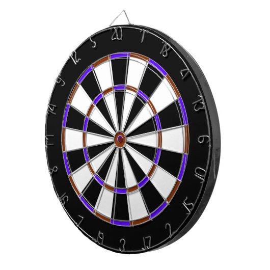Dartboard aus weißem, schwarzem, braunem und blaue dartscheibe (Vorderseite rechts)