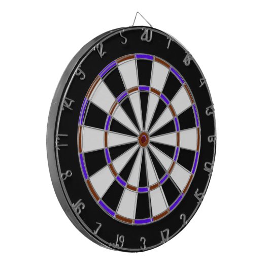 Dartboard aus weißem, schwarzem, braunem und blaue dartscheibe (Vorderseite Links)