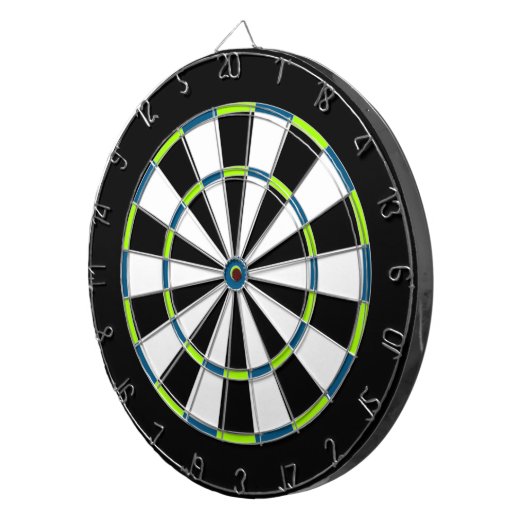 Dartboard aus weißem, schwarzem, gelbem und blauem dartscheibe (Vorderseite rechts)
