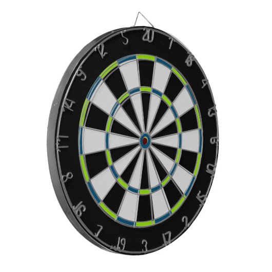 Dartboard aus weißem, schwarzem, gelbem und blauem dartscheibe (Vorderseite Links)