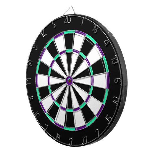 Dartboard aus weißem, schwarzem, grünem und blauem dartscheibe (Vorderseite rechts)