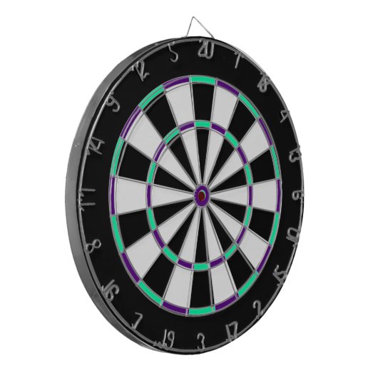 Dartboard aus weißem, schwarzem, grünem und blauem dartscheibe (Vorderseite Links)