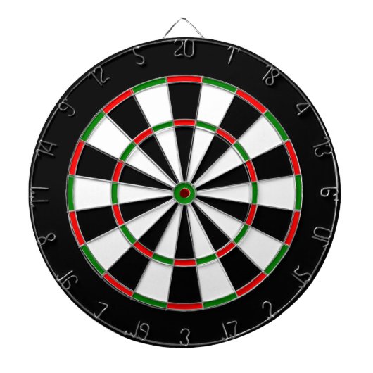 Dartboard aus weißem, schwarzem, rotem und grünem dartscheibe (vorne)