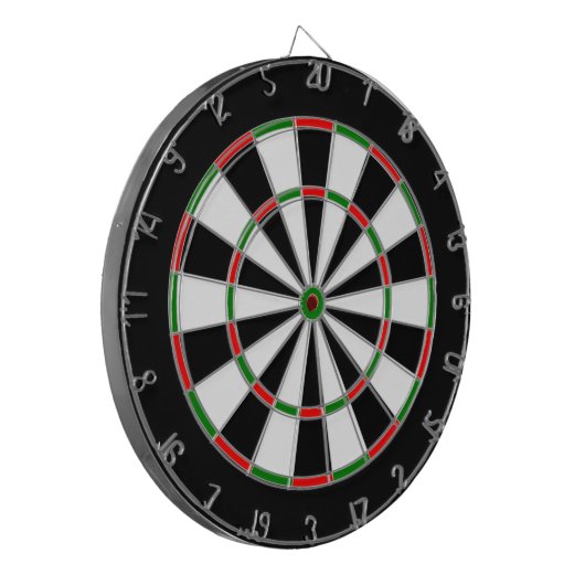 Dartboard aus weißem, schwarzem, rotem und grünem  dartscheibe (Vorderseite Links)