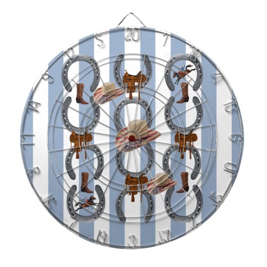 Dartboard Blue & White Stripe Horse Sattel Dartscheibe (vorne)