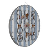 Dartboard Blue & White Stripe Horse Sattel Dartscheibe (Vorderseite Links)