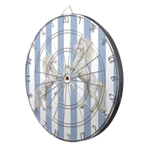 Dartboard Blue & White Stripe Weißes Pferd Dartscheibe (Vorderseite rechts)