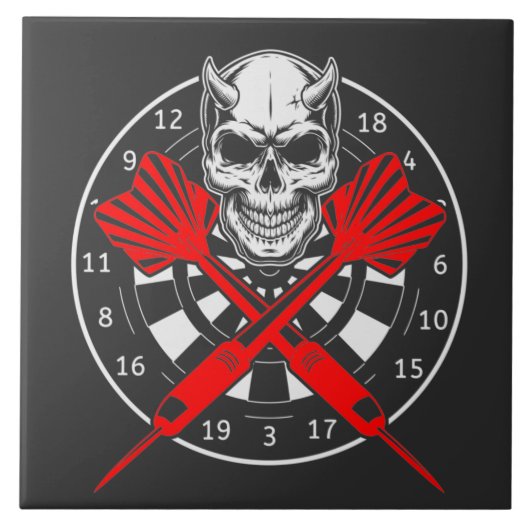 Dartboard Darts Skull Fliese (Vorderseite)