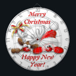 Dartboard Dartscheibe<br><div class="desc">Funny Santa and Reindeer Cartoon</div>