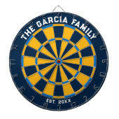 Dartboard der blauen und gelben Familie mit Dartbo Dartscheibe (vorne)