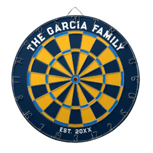 Dartboard der blauen und gelben Familie mit Dartbo Dartscheibe