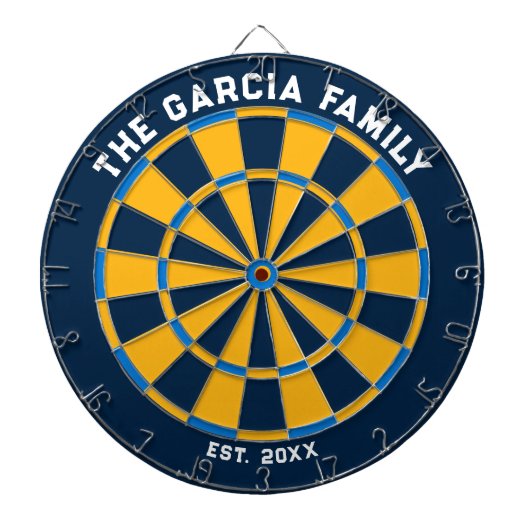 Dartboard der blauen und gelben Familie mit Dartbo Dartscheibe (vorne)