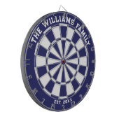 Dartboard der blauen und weißen Familie mit Dartbo Dartscheibe (Vorderseite Links)