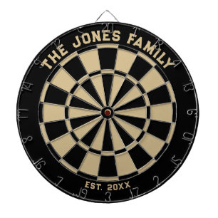 Dartboard der Schwarz- und Goldfamilie mit Dartboa Dartscheibe