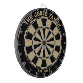 Dartboard der Schwarz- und Goldfamilie mit Dartboa Dartscheibe (Vorderseite Links)