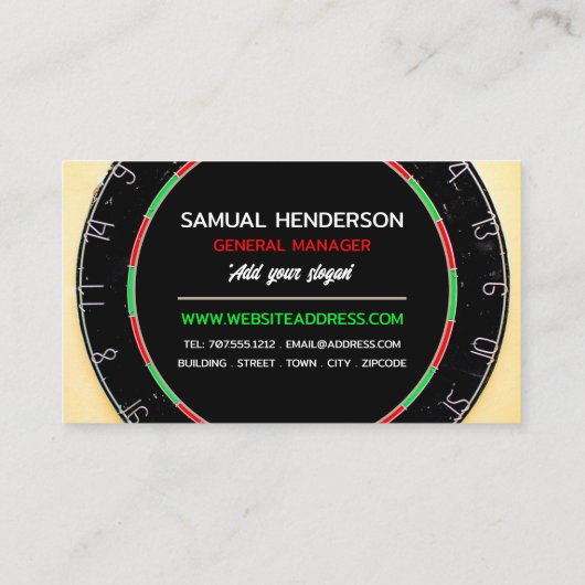 Dartboard-Design, Darts Club Visitenkarte (Rückseite)