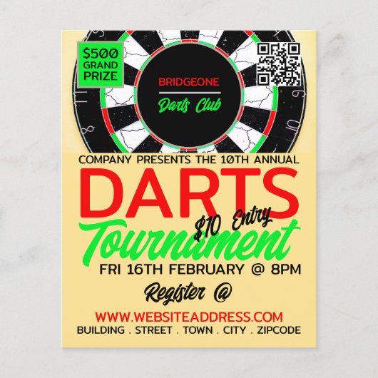 Dartboard-Design, Darts Tournament-Werbung Flyer (Vorne)