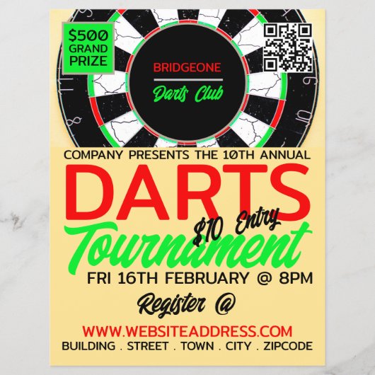 Dartboard-Design, Darts Tournament-Werbung Flyer (Vorne)
