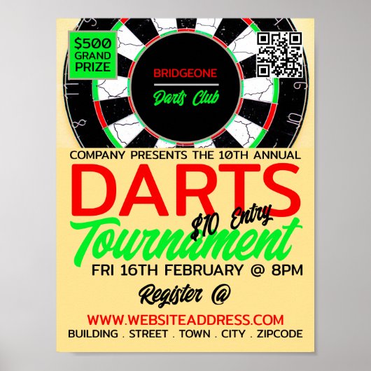 Dartboard-Design, Darts Tournament-Werbung Poster (Vorne)