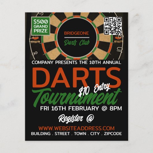 Dartboard-Design, Darts-Turnier Flyer (Vorne)