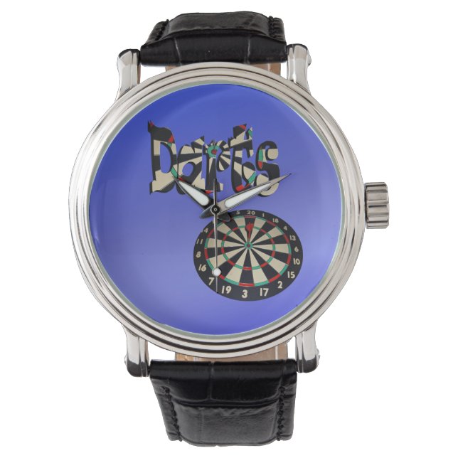 Dartboard-Design für Blue Darts, Armbanduhr (Vorderseite)