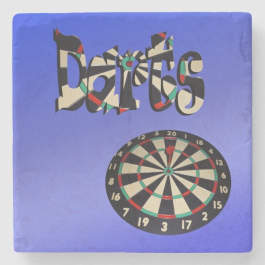 Dartboard-Design für Blue Darts, Steinuntersetzer (Vorderseite)