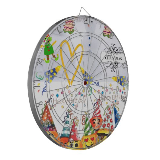 Dartboard Frohe Weihnachtsfeier Geburtstag Dartscheibe (Vorderseite Links)