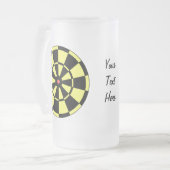 Dartboard-gelbes schwarzes rotes Bullauge Mattglas Bierglas (Vorderseite Links)