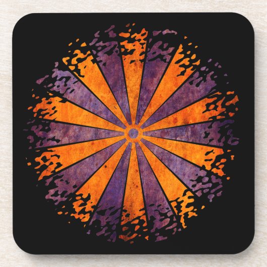 DARTboard-Glanz - 1 orangefarbene violette Grunge Untersetzer (Vorderseite)