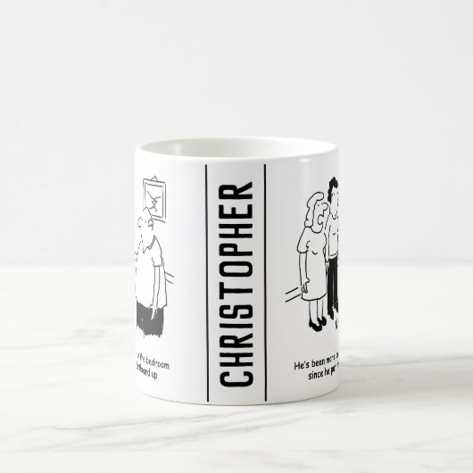 Dartboard im Schlafzimmer. Funny Cartoon Kaffeetasse (Mittel)