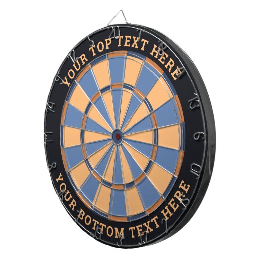 Dartboard in Blau und Beige mit benutzerdefinierte Dartscheibe (Vorderseite rechts)