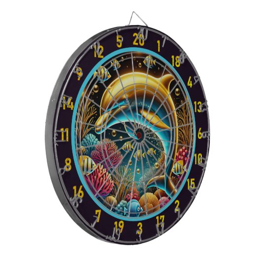 Dartboard in Deep Sea Bliss Dolphin Dartscheibe (Vorderseite Links)
