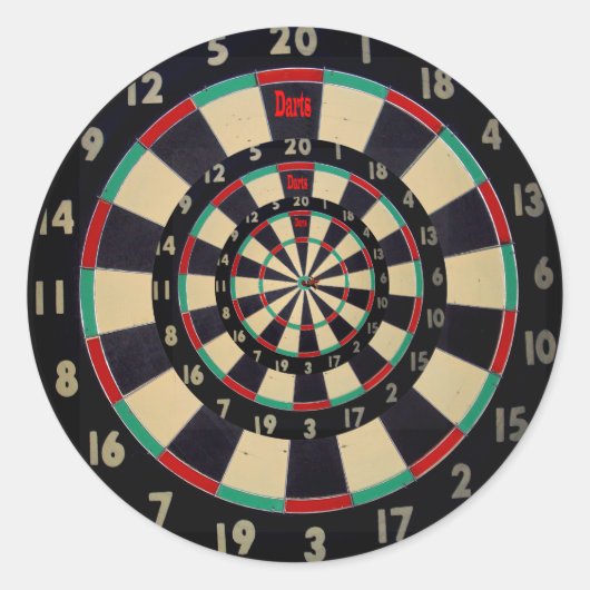 Dartboard in drei Stufen, Runder Aufkleber (Vorderseite)