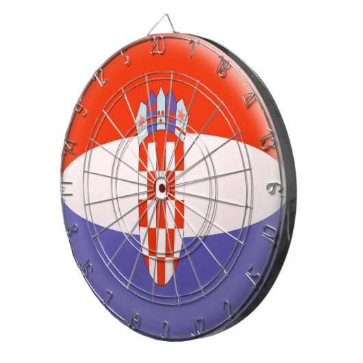 Dartboard mit 6 Pfeile Kroatien-Kroat-Flagge Dartscheibe (Vorderseite rechts)