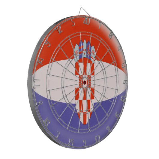 Dartboard mit 6 Pfeile Kroatien-Kroat-Flagge Dartscheibe (Vorderseite Links)
