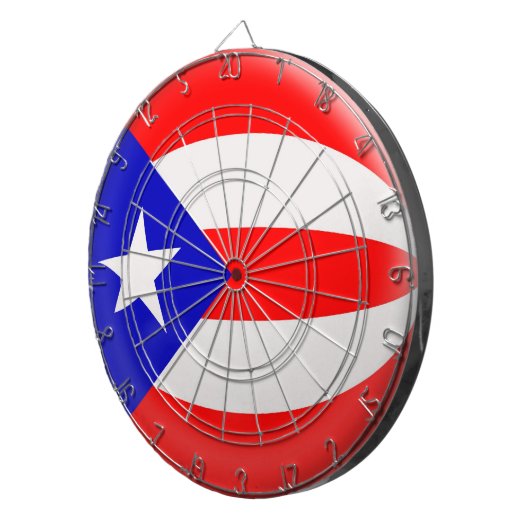 Dartboard mit 6 Pfeile Puerto- Ricoflagge Dartscheibe (Vorderseite rechts)