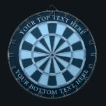 Dartboard mit benutzerdefiniertem Text in blauen F Dartscheibe<br><div class="desc">Dartboard mit Retro-blauen Farben und zwei benutzerdefinierten Textbereichen. Sie können jede Farbe ändern,  indem Sie auf die Schaltfläche Anpassen klicken.</div>