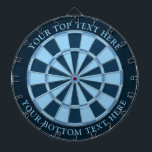 Dartboard mit benutzerdefiniertem Text in blauen F Dartscheibe<br><div class="desc">Dartboard mit Retro-blauen Farben und zwei benutzerdefinierten Textbereichen. Sie können jede Farbe ändern,  indem Sie auf die Schaltfläche Anpassen klicken.</div>